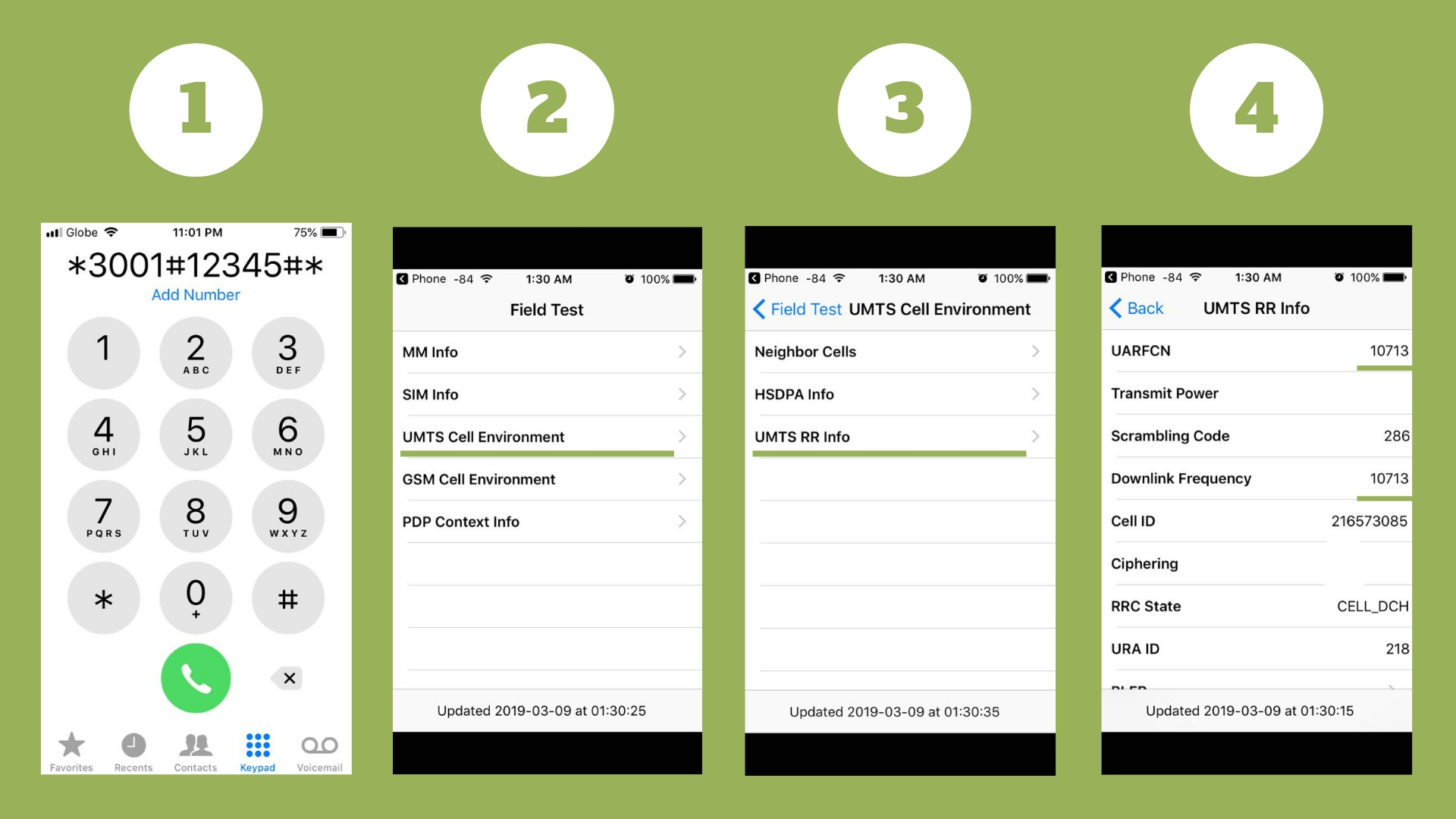 Reference Image: How to Field Test 3G on iPhone