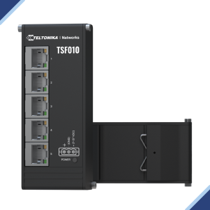 Teltonika TSF010: Compact Flat Unmanaged Ethernet Switch with Integrated DIN rail Mounting